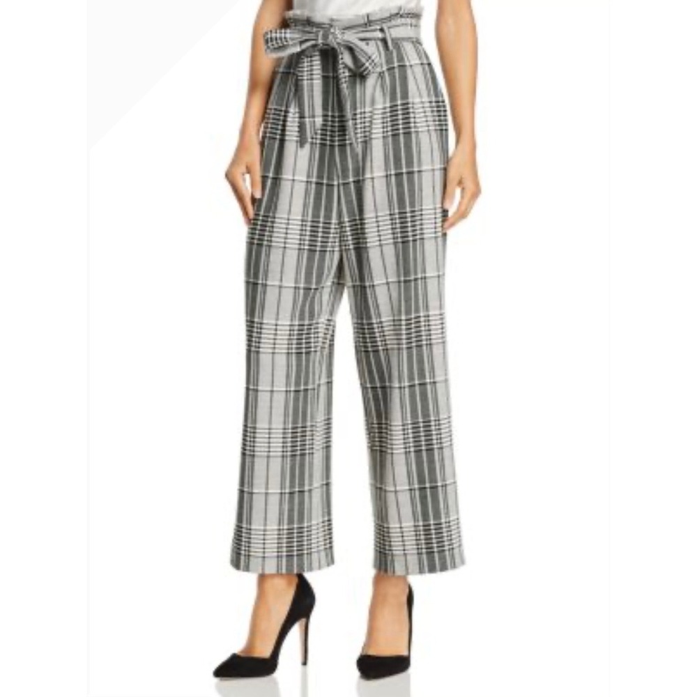 Alice + Olivia Classics Plaid Paperbag Waist Wide Leg Pants Size 0
